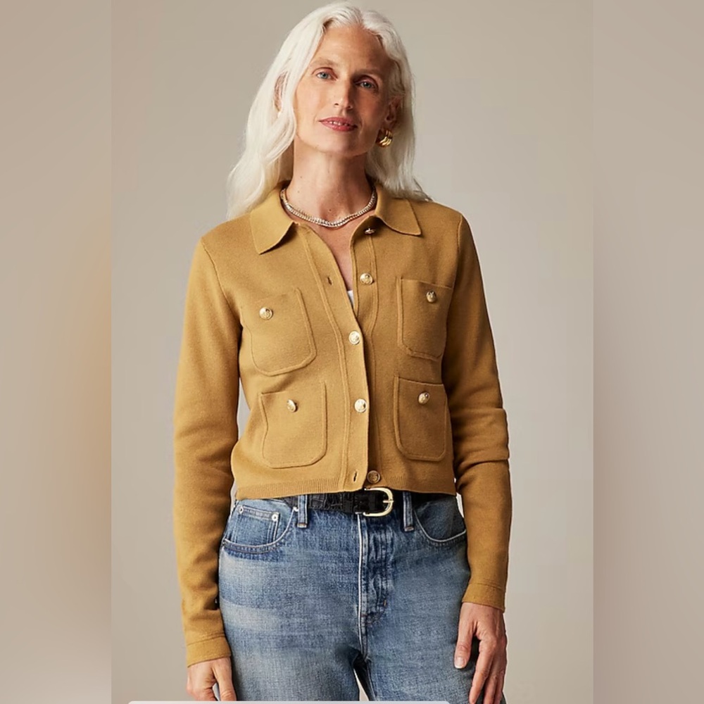 J.Crew Patch-pocket sweater lady jacket in honey brown